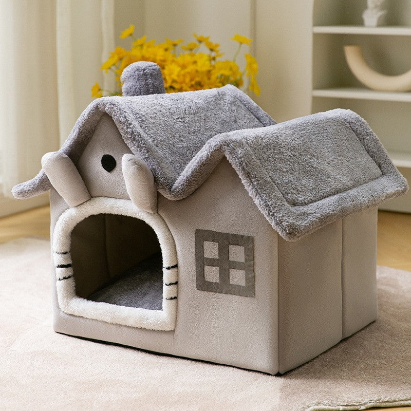 Foldable Winter Dog House and Cat Bed - Removable Enclosed Nest for Pets