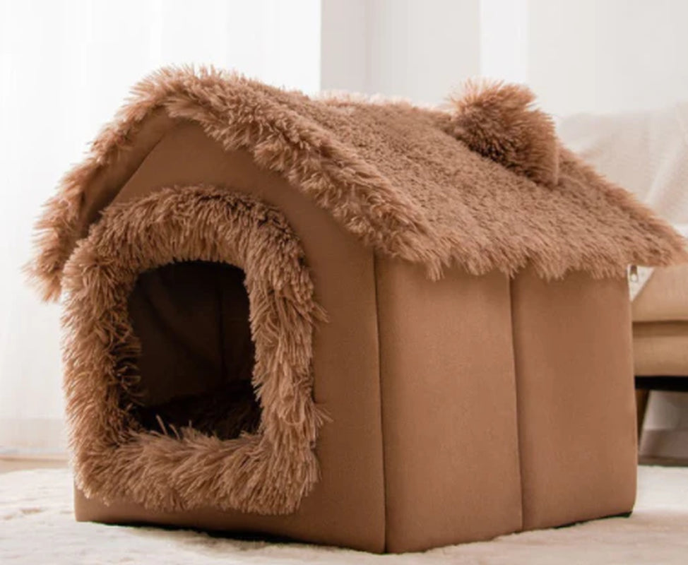 Foldable Winter Dog House and Cat Bed - Removable Enclosed Nest for Pets