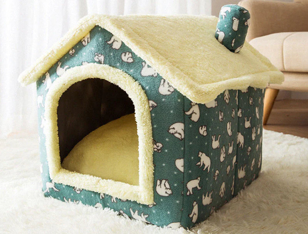 Foldable Winter Dog House and Cat Bed - Removable Enclosed Nest for Pets