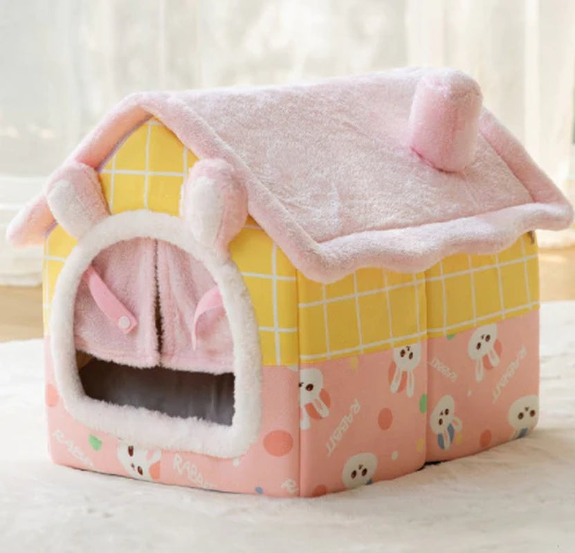 Foldable Winter Dog House and Cat Bed - Removable Enclosed Nest for Pets