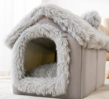 Foldable Winter Dog House and Cat Bed - Removable Enclosed Nest for Pets