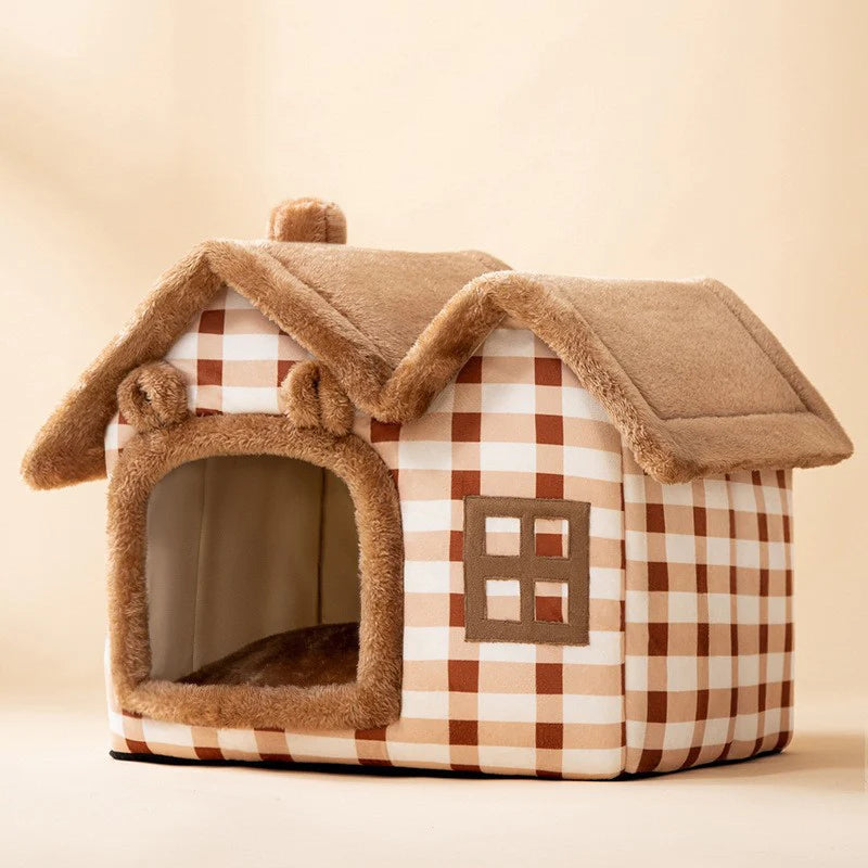 Foldable Winter Dog House and Cat Bed - Removable Enclosed Nest for Pets