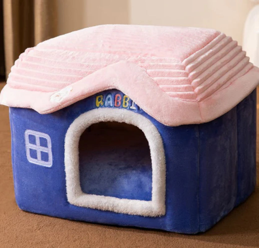 Foldable Winter Dog House and Cat Bed - Removable Enclosed Nest for Pets