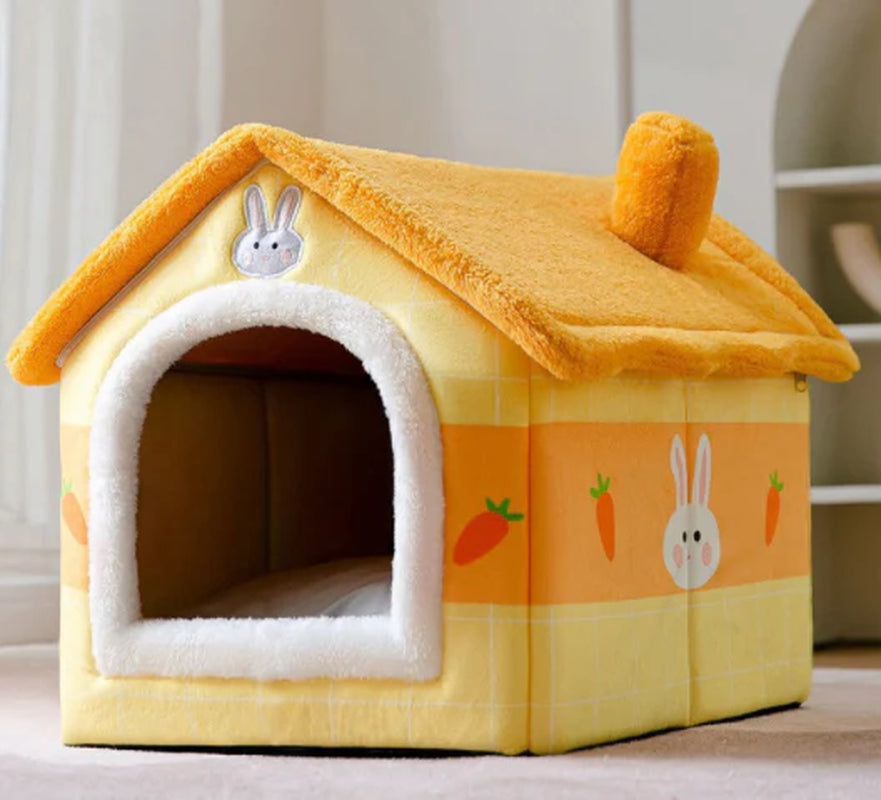 Foldable Winter Dog House and Cat Bed - Removable Enclosed Nest for Pets