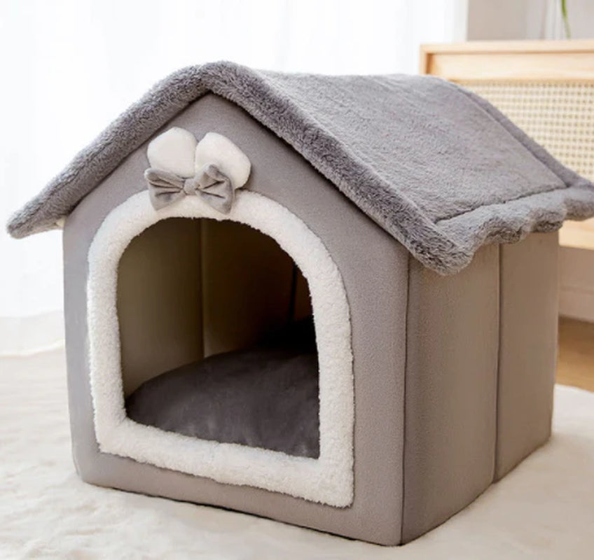 Foldable Winter Dog House and Cat Bed - Removable Enclosed Nest for Pets