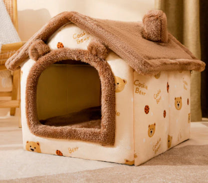 Foldable Winter Dog House and Cat Bed - Removable Enclosed Nest for Pets