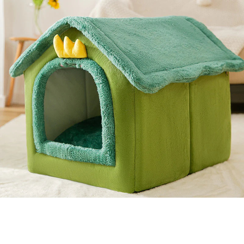 Foldable Winter Dog House and Cat Bed - Removable Enclosed Nest for Pets