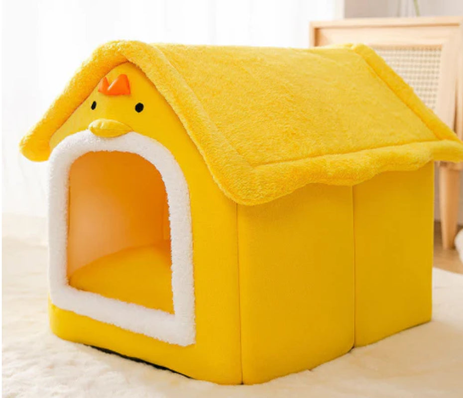 Foldable Winter Dog House and Cat Bed - Removable Enclosed Nest for Pets