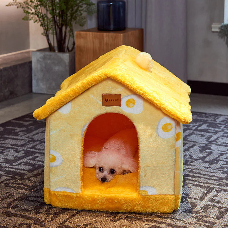 Foldable Winter Dog House and Cat Bed - Removable Enclosed Nest for Pets